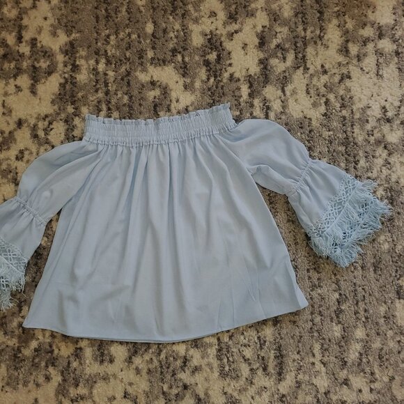 INA~~ Off the Shoulder Baby Blue Top~Amazingdetail - Picture 3 of 11